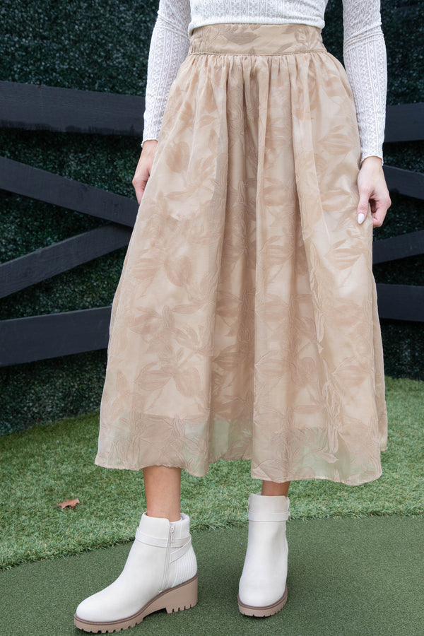 Clarice Velvet Organza Skirt, Taupe