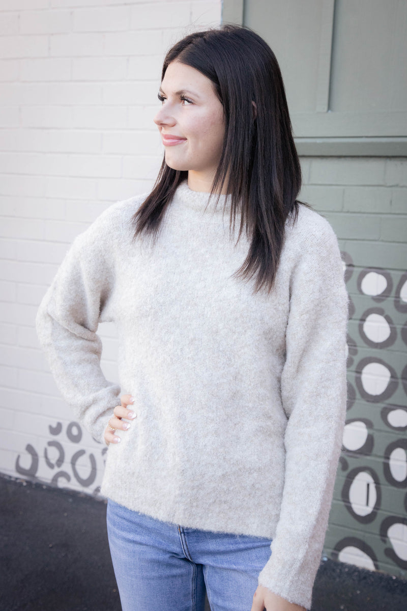 Gentle Mind Mock Neck Sweater, Oatmeal | Sadie & Sage