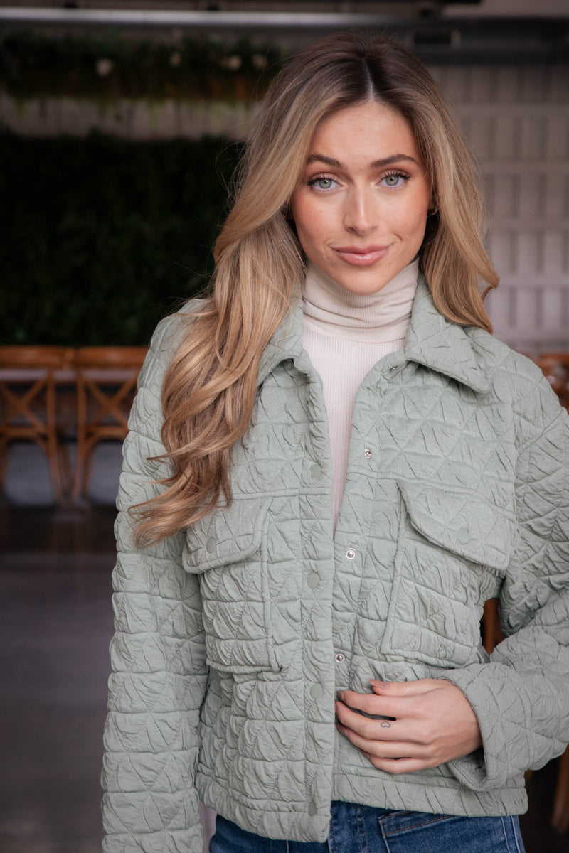 Mandy Triangle Quilted Jacket, Light Olive