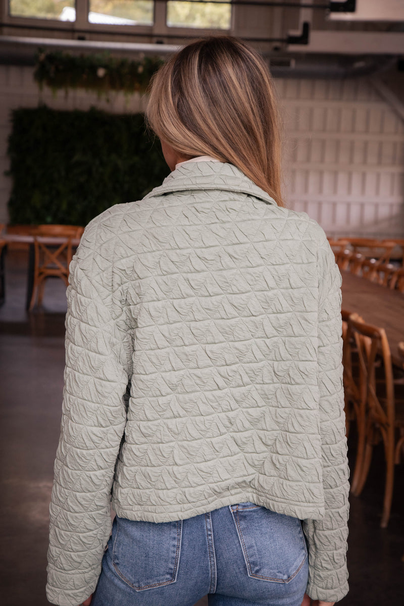 Mandy Triangle Quilted Jacket, Light Olive