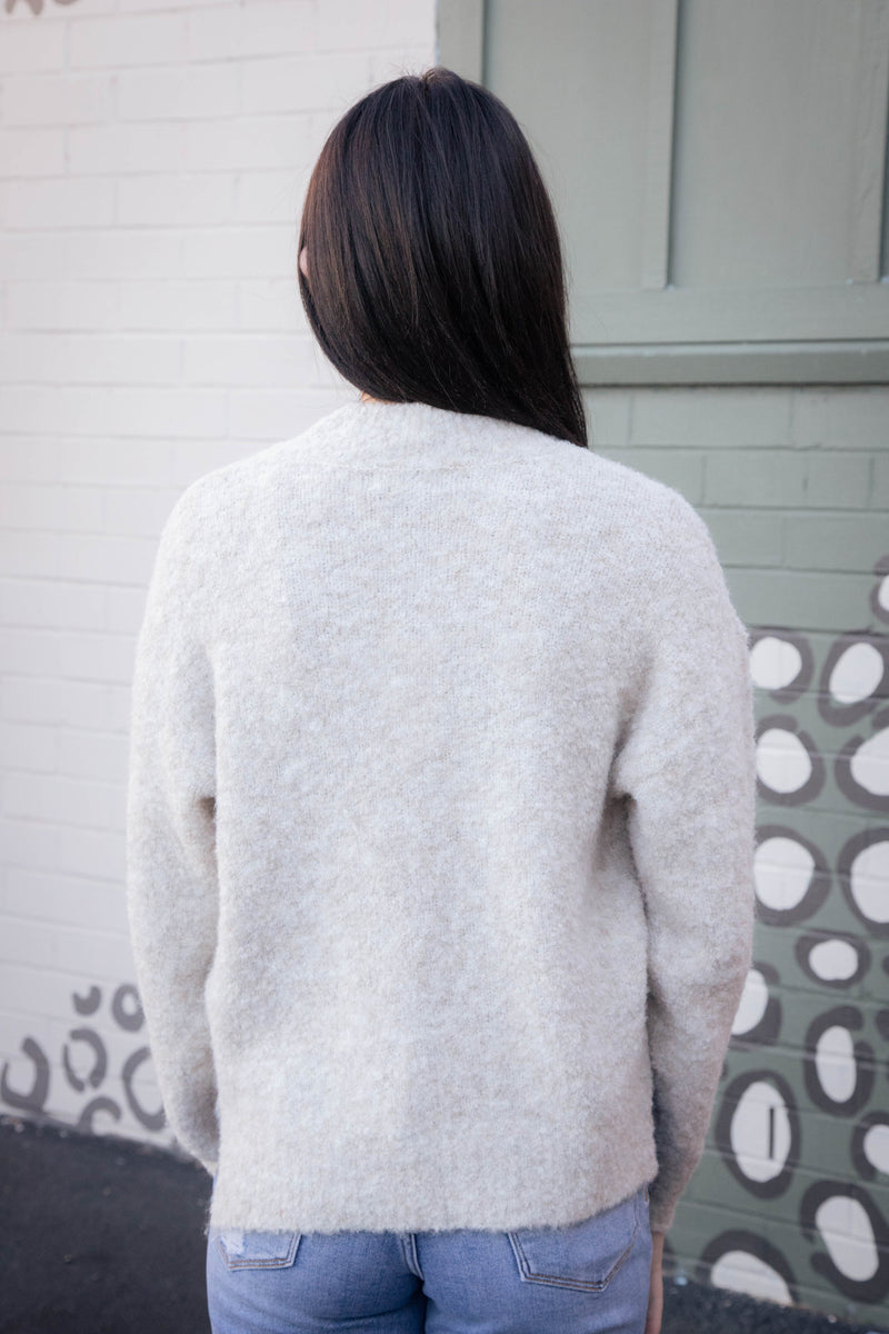 Gentle Mind Mock Neck Sweater, Oatmeal | Sadie & Sage