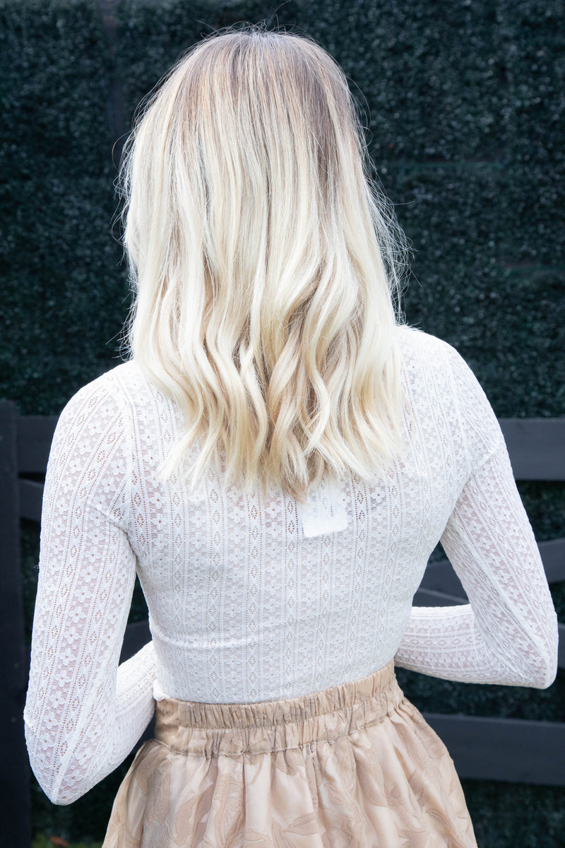 Flagship Stretch Lace Top, Ivory | Sadie & Sage