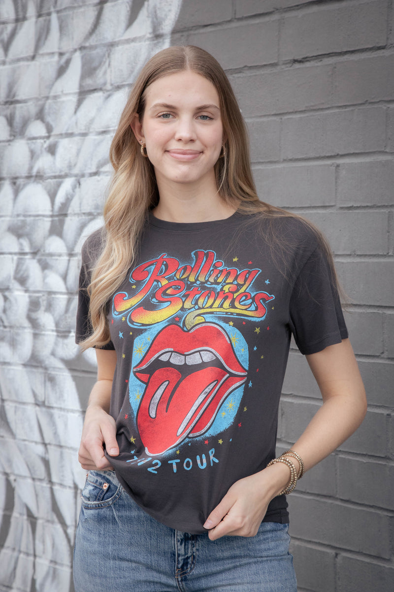 Rolling Stones 1972 Tour Boyfriend Tee, Reactive Black | Daydreamer