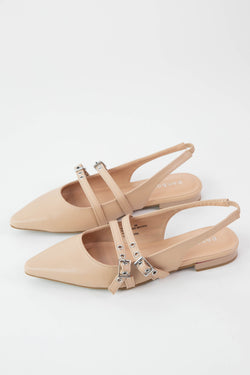 Visor Slingback Mary Jane Flat, Nude