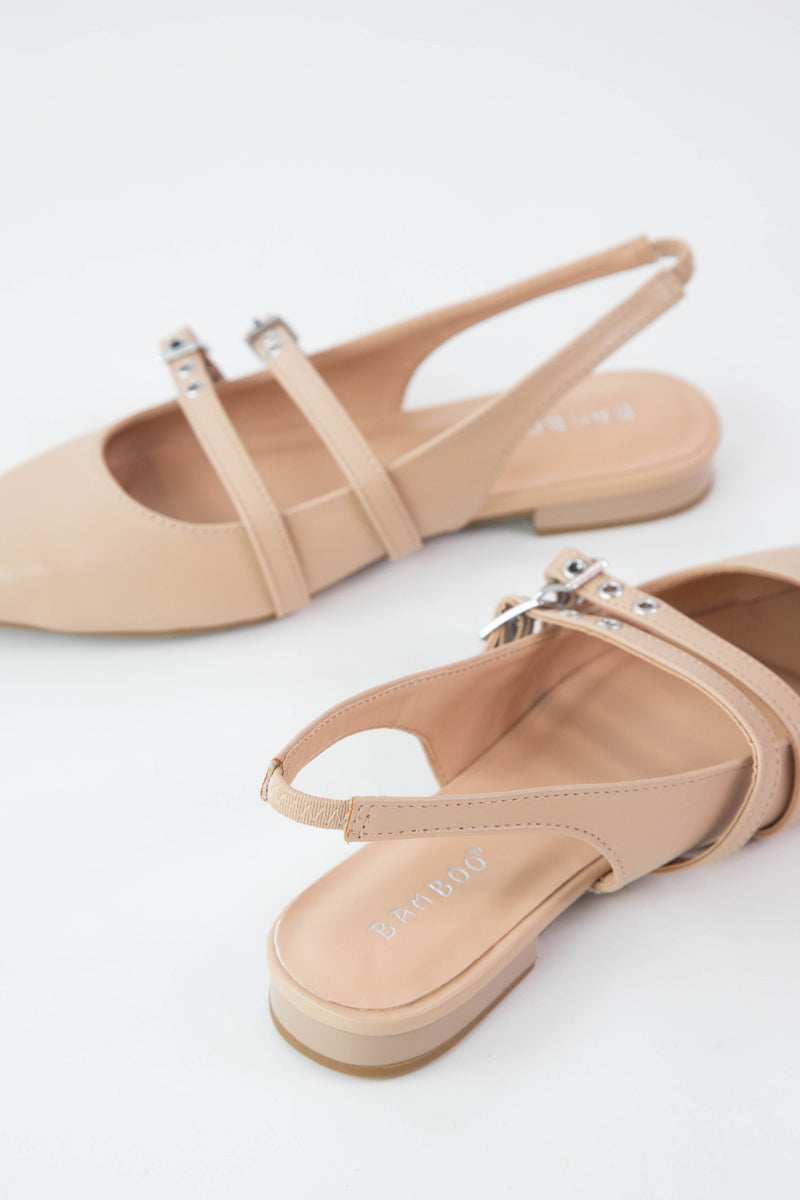 Visor Slingback Mary Jane Flat, Nude