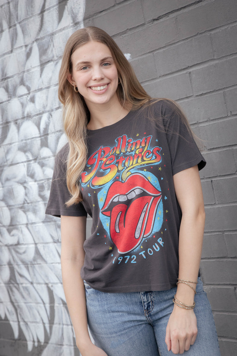 Rolling Stones 1972 Tour Boyfriend Tee, Reactive Black | Daydreamer