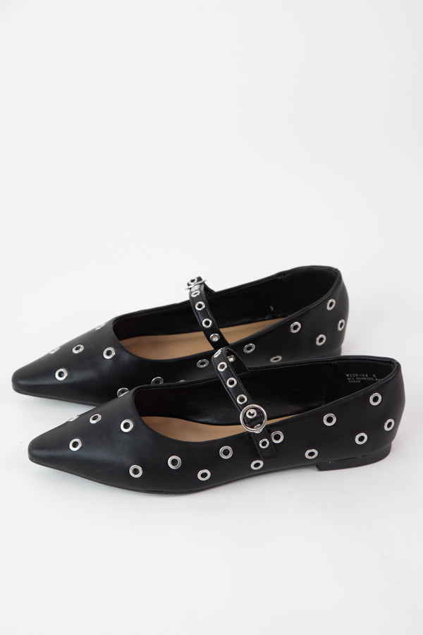 Wise Mary Jane Flats, Black