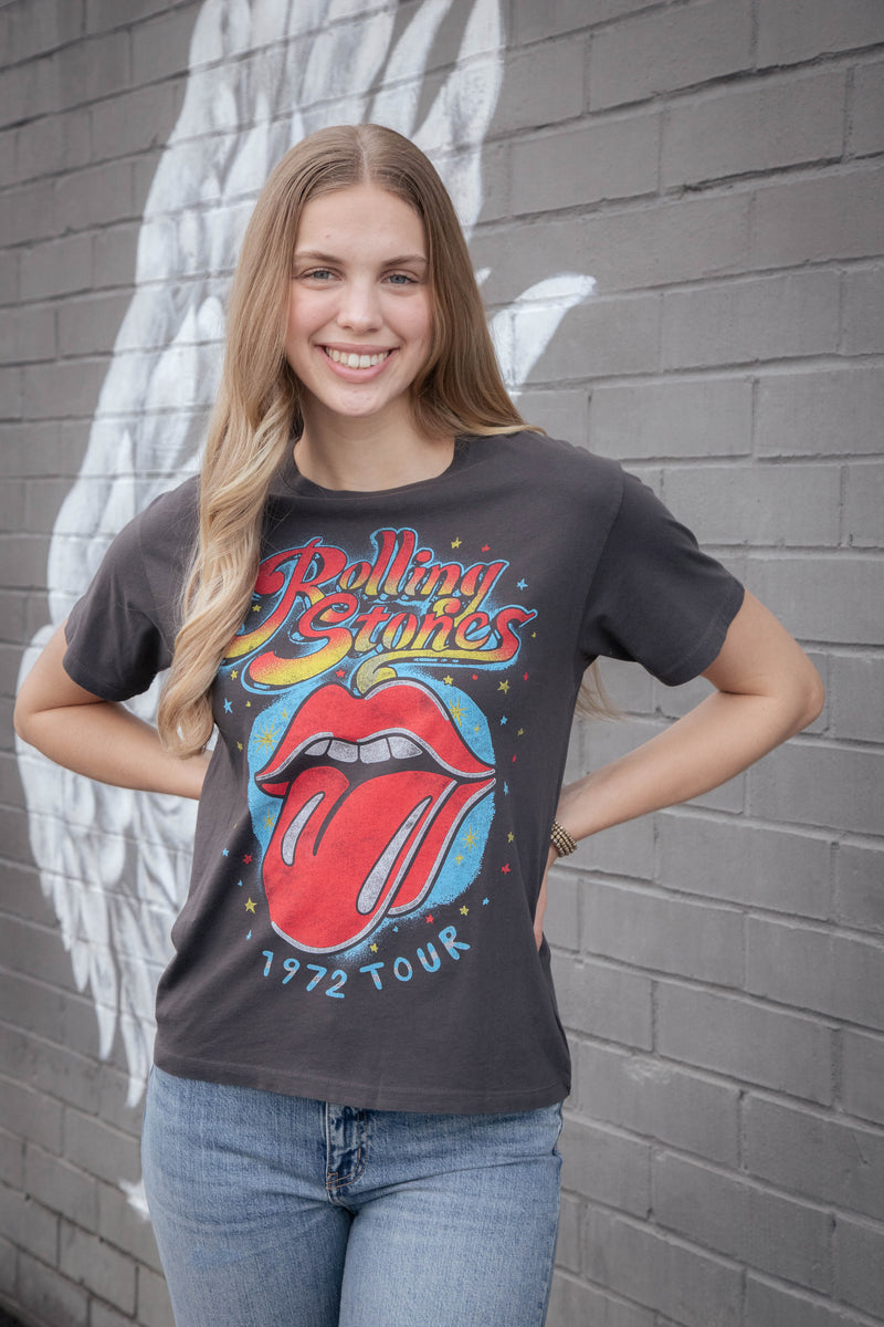 Rolling Stones 1972 Tour Boyfriend Tee, Reactive Black | Daydreamer