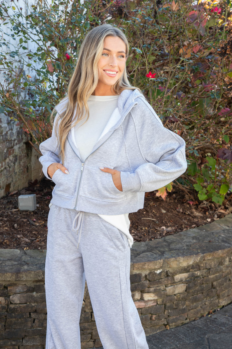 Livi Zip Up Hoodie, Heather Grey