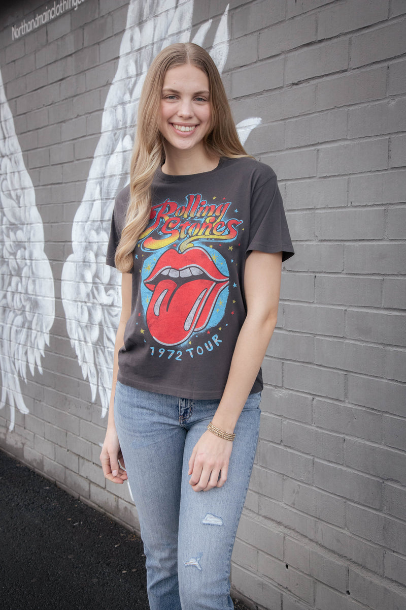 Rolling Stones 1972 Tour Boyfriend Tee, Reactive Black | Daydreamer