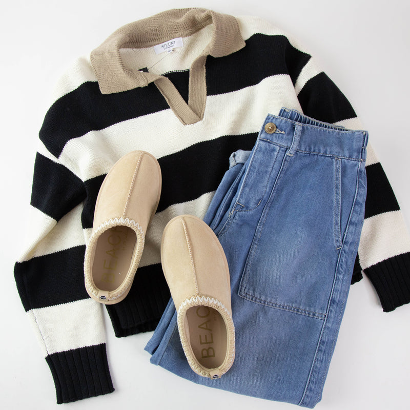 Angelica Striped Sweater, Ivory Multi