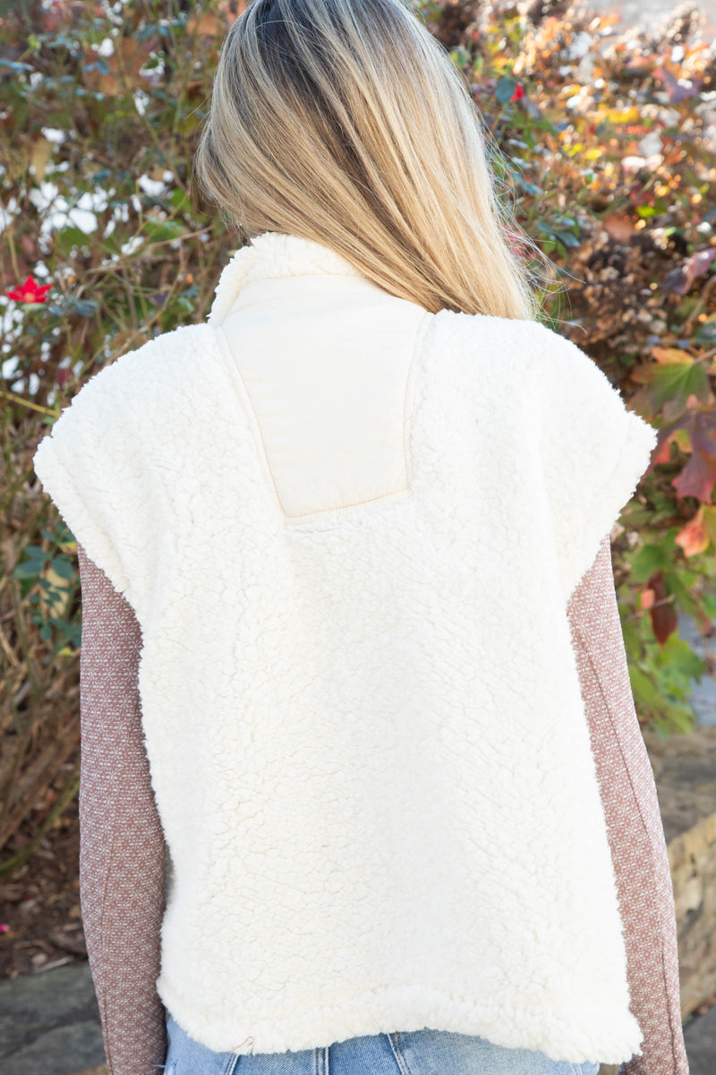 Amilia Faux Shearling Vest, Cream