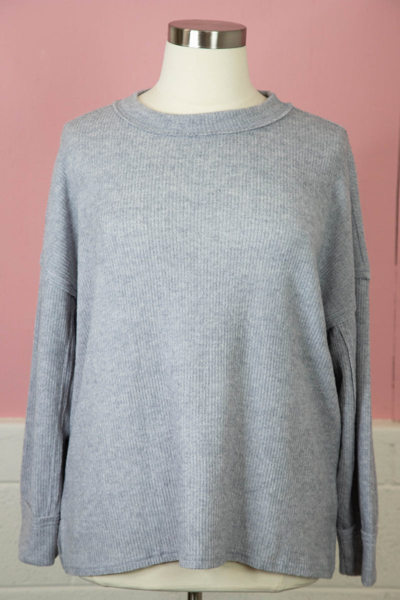 Tao Brushed Hacci Sweater, Heather Grey | Plus Size