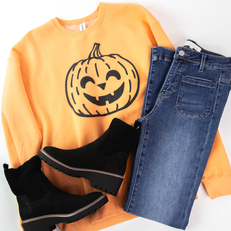 Spooky Jack O Lantern Sweatshirt, Light Orange