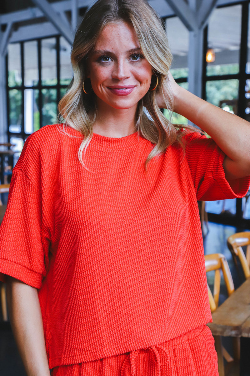 Katrina Ribbed Top, Red