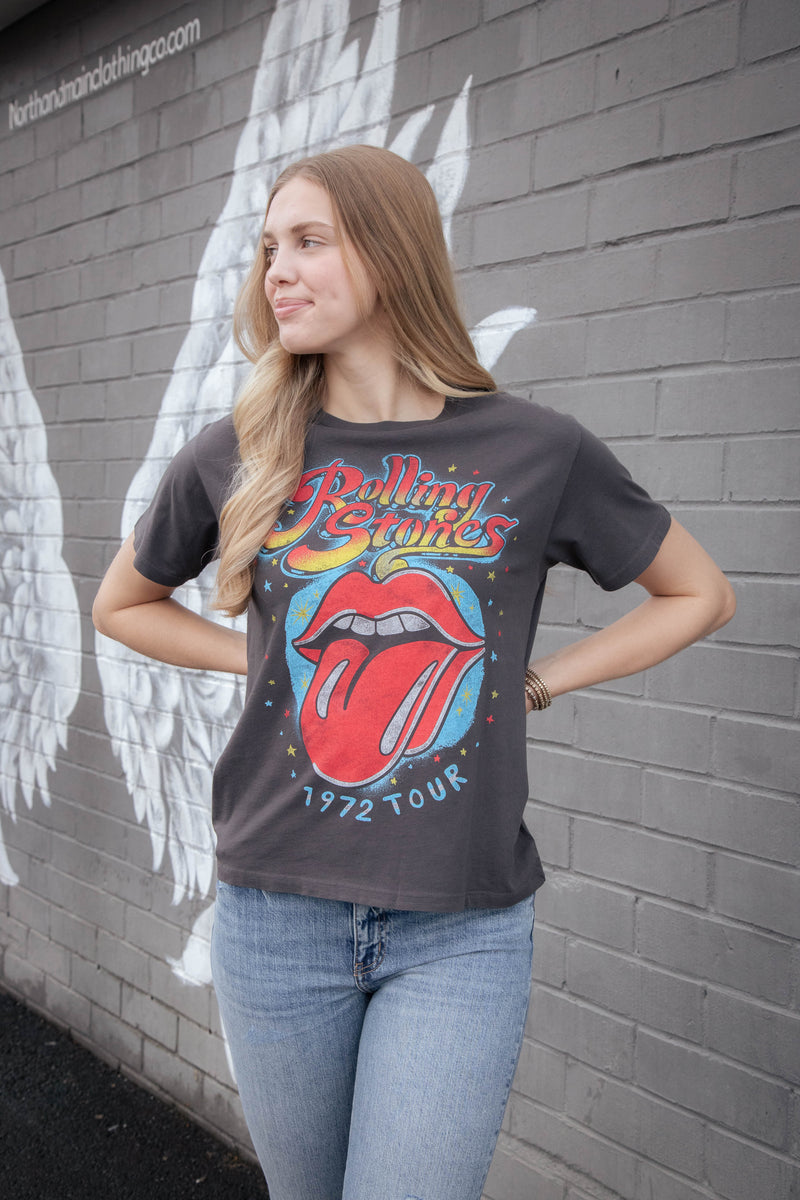 Rolling Stones 1972 Tour Boyfriend Tee, Reactive Black | Daydreamer