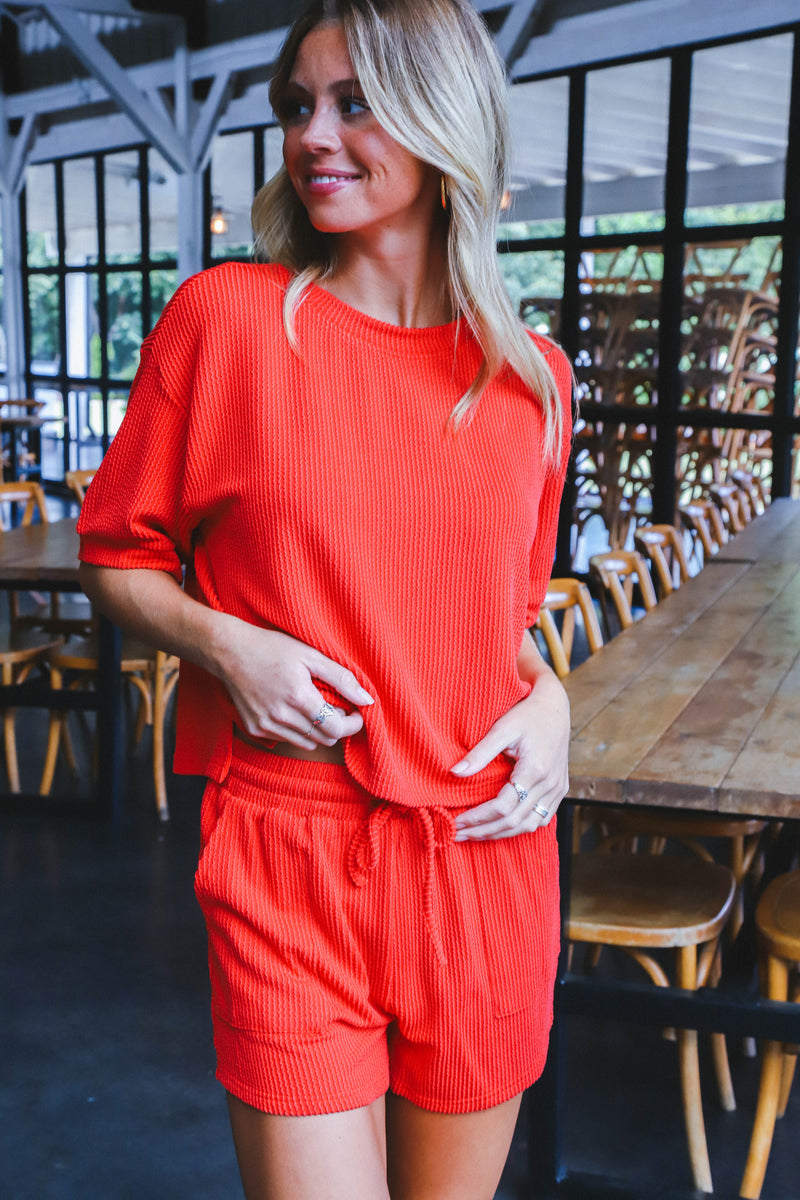 Katrina Ribbed Top, Red