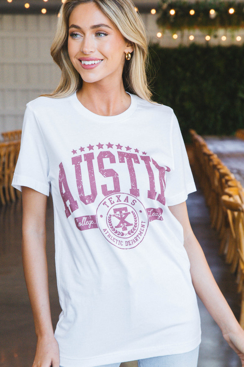 Austin College League Graphic Tee, White