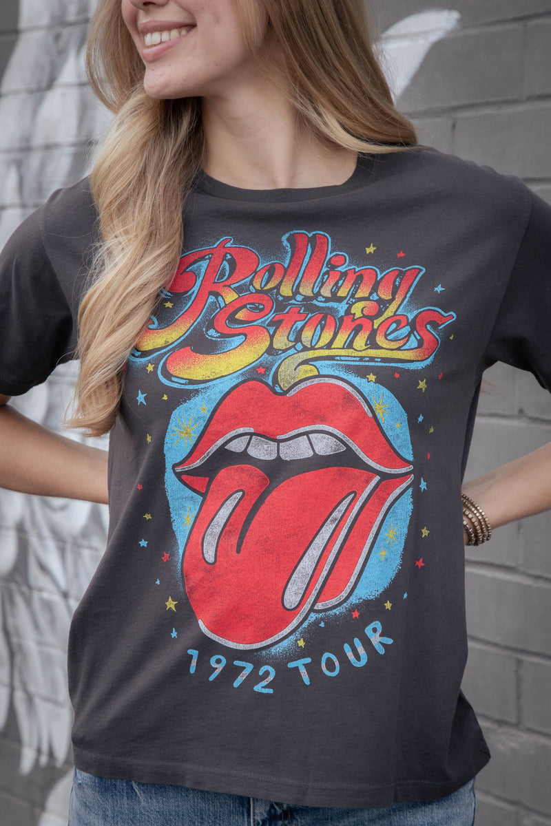 Rolling Stones 1972 Tour Boyfriend Tee, Reactive Black | Daydreamer