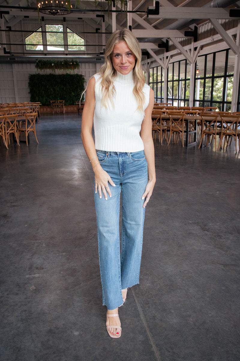 The Franklin Lightly Distressed Ribcage Jeans, Day Trip | Blank NYC