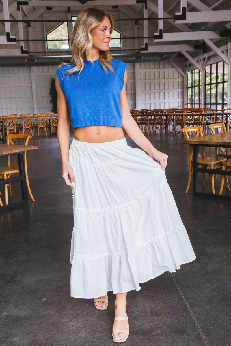 Kailyn Poplin Maxi Skirt, White