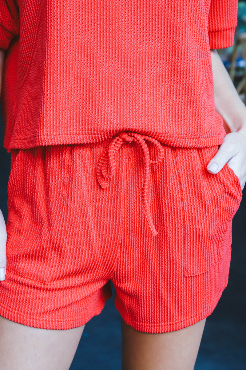 Nayeli Ribbed Shorts, Red