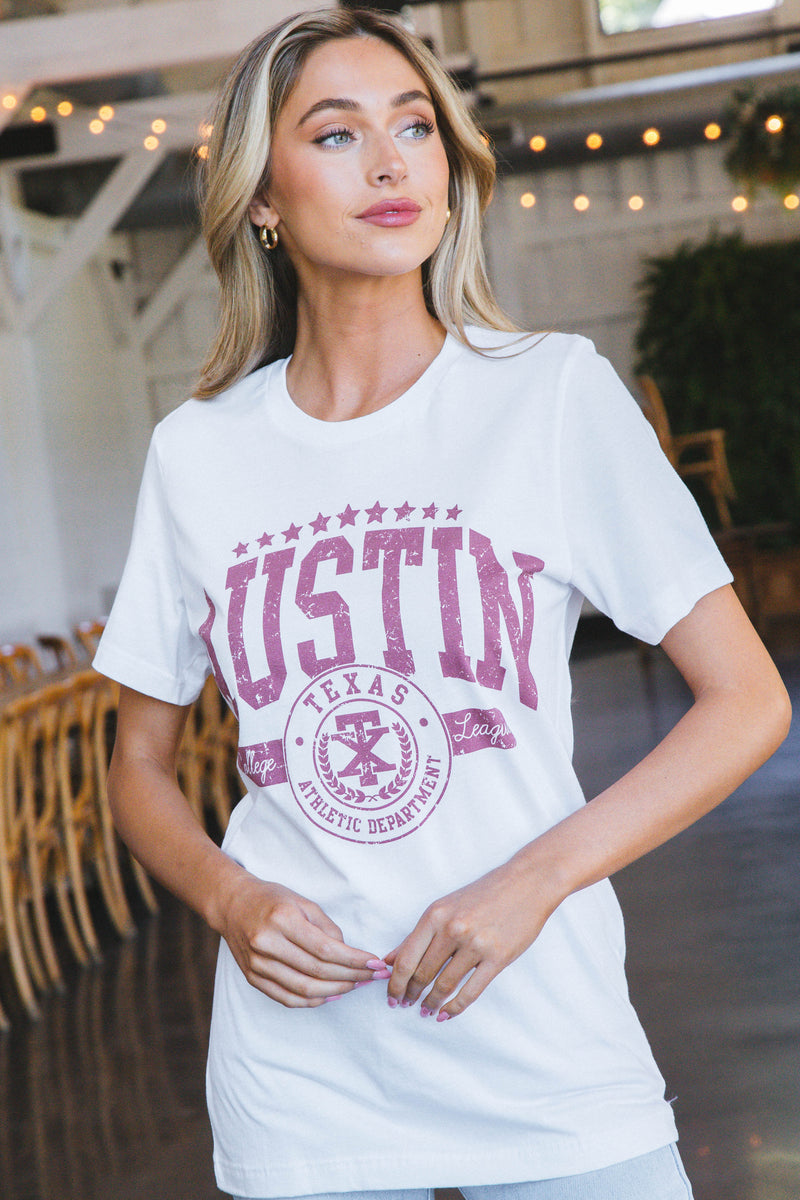 Austin College League Graphic Tee, White