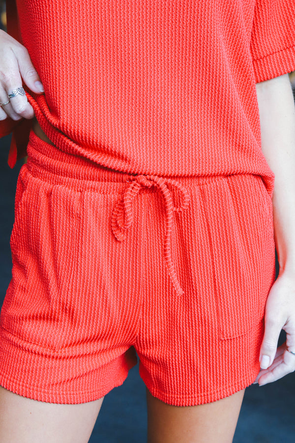 Nayeli Ribbed Shorts, Red