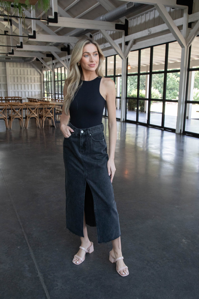 Avani Denim Skirt, Washed Black | Steve Madden