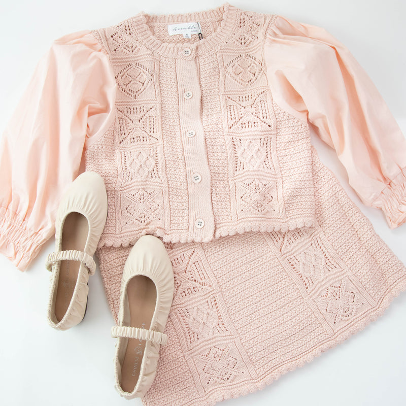 Martina Crochet Cardigan, Pink