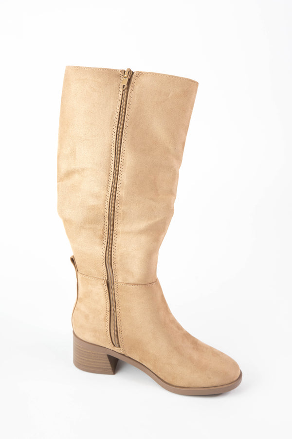 Vintage Tall Boot, Light Blonde Suede