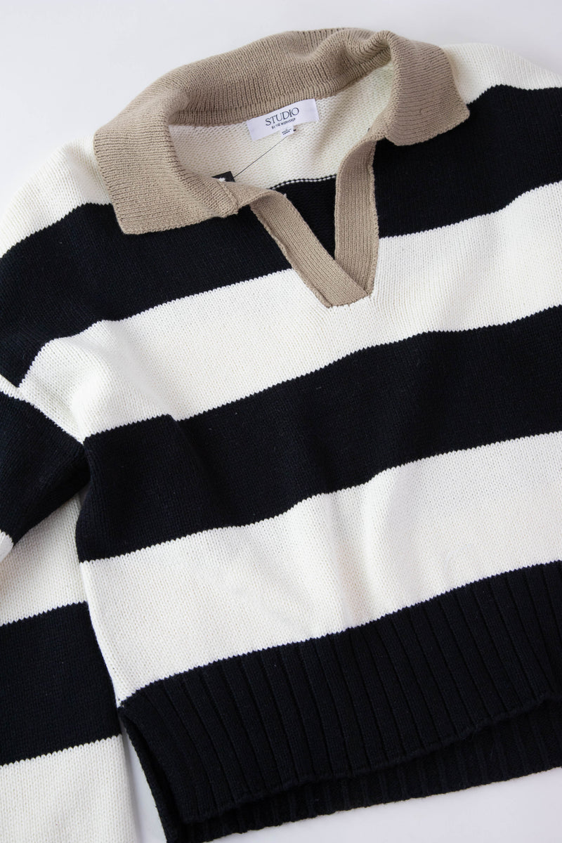 Angelica Striped Sweater, Ivory Multi