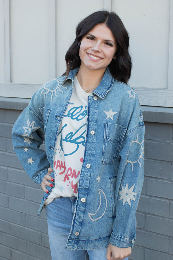 Madison City Embroidered Jacket, Skyway Blues | Free People