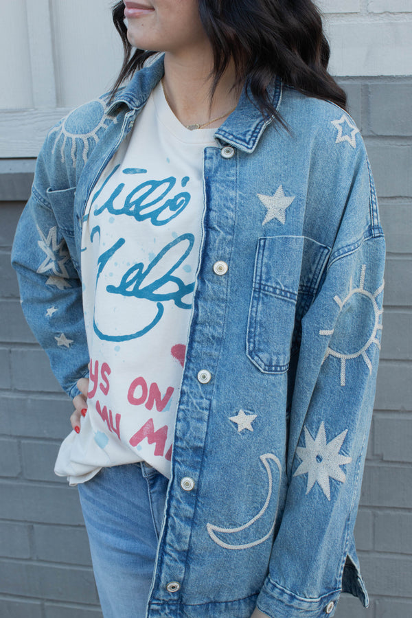 Madison City Embroidered Jacket, Skyway Blues | Free People