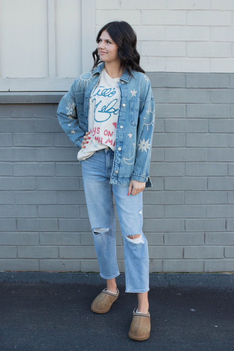 Madison City Embroidered Jacket, Skyway Blues | Free People