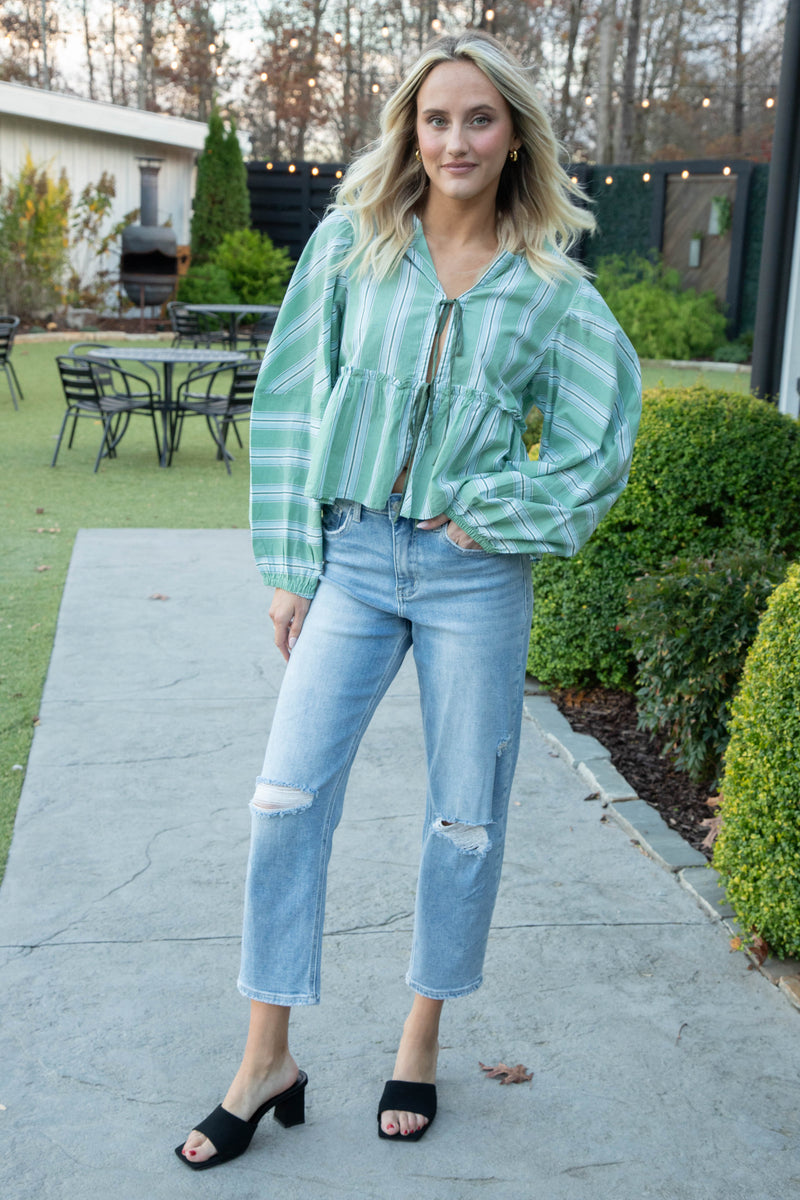 Brunch Babe Blouse, White Spruce Combo | Free People