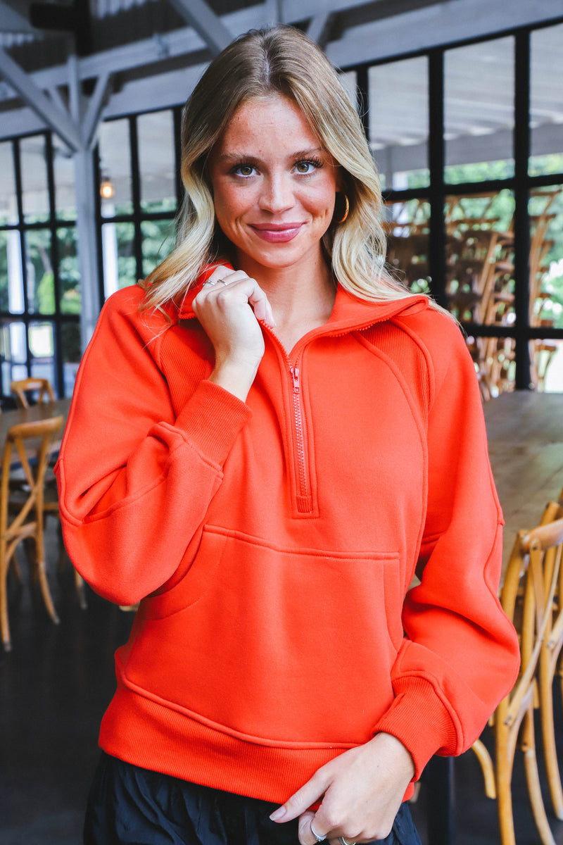 Bailee Half-Zip Sweatshirt, Tomato