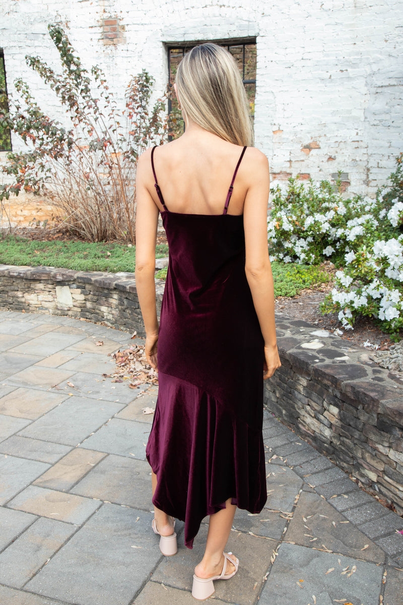 Lucille Velvet Dress, Wine | Steve Madden