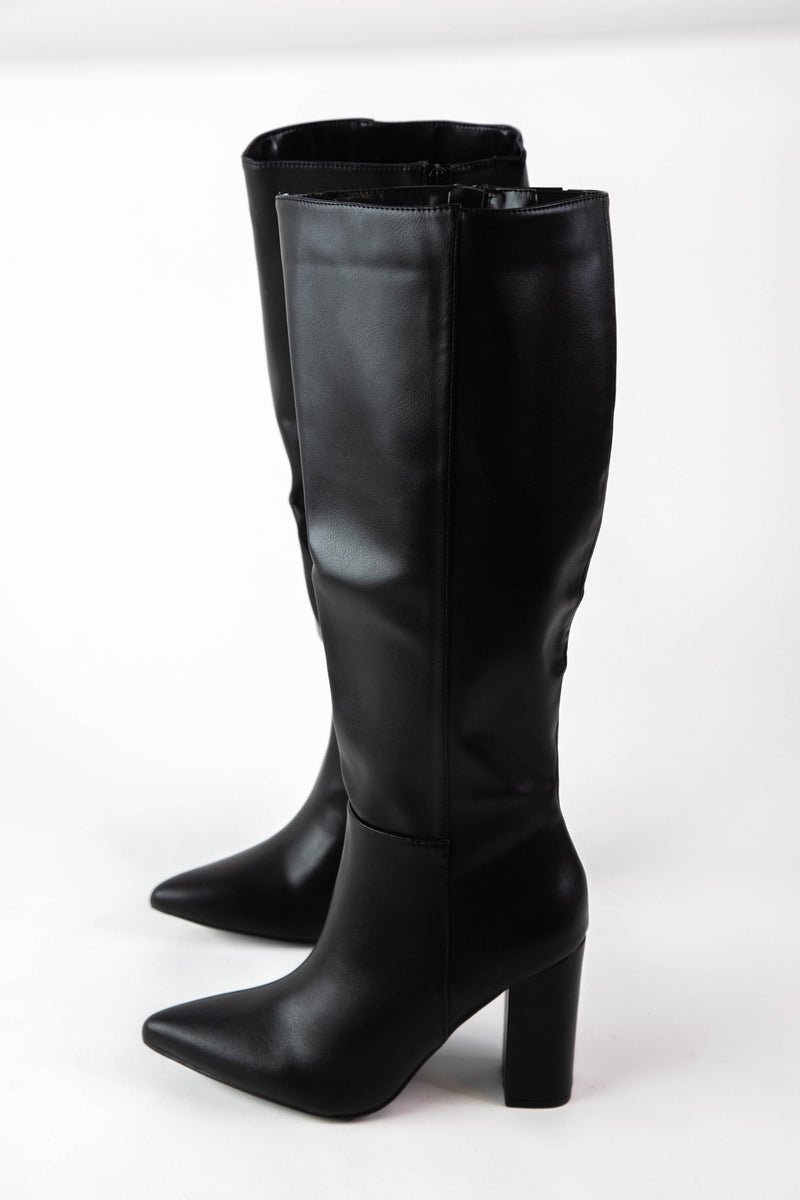 Tall black leather retailer dress boots