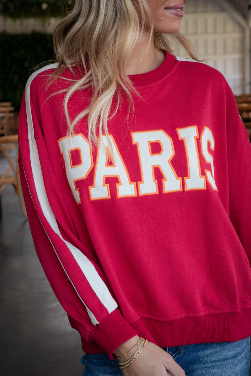 Paris French Terry Sweatshirt, Red