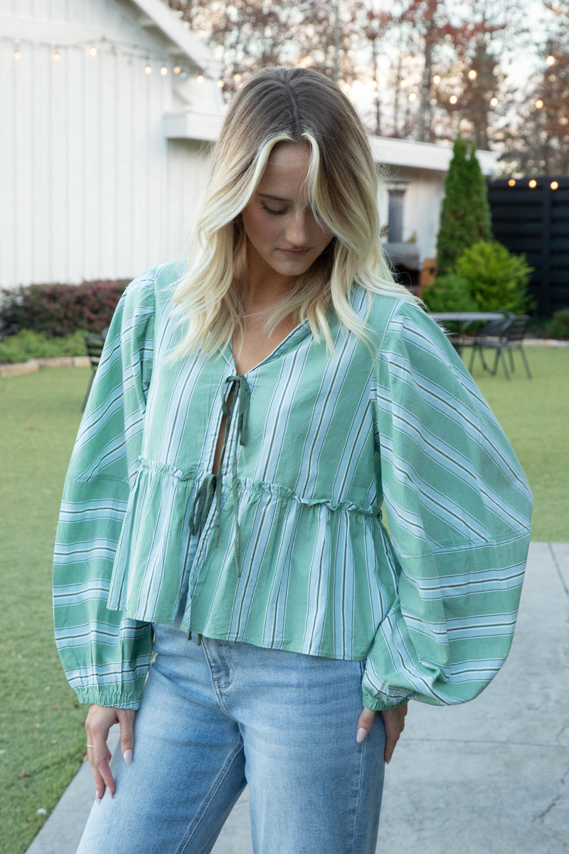 Brunch Babe Blouse, White Spruce Combo | Free People