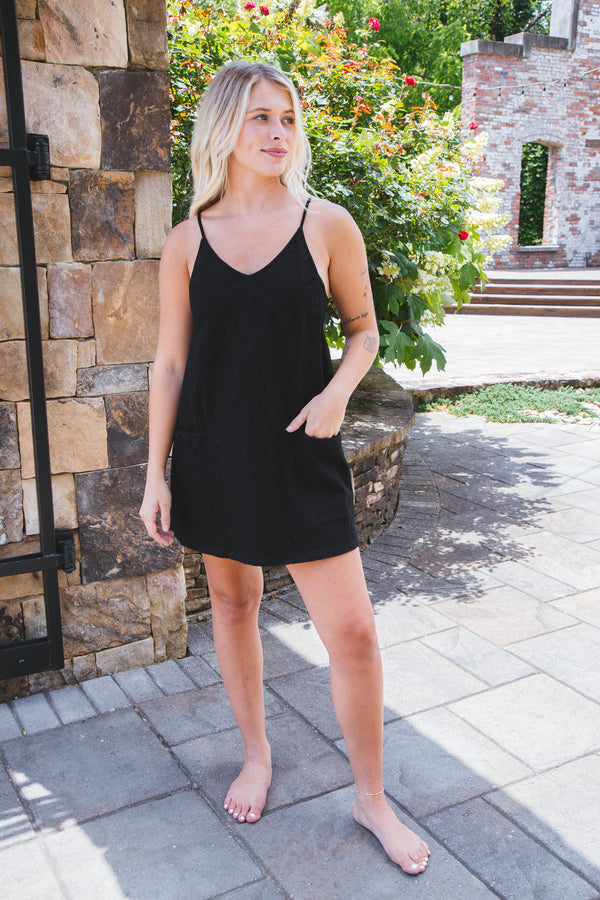 Giselle Sporty Mini Dress, Black