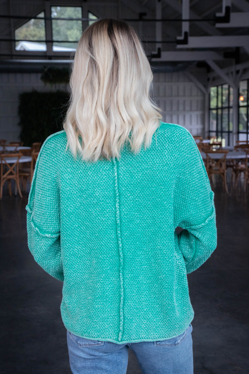 Joslyn Mineral Washed Sweater, Kelly Green