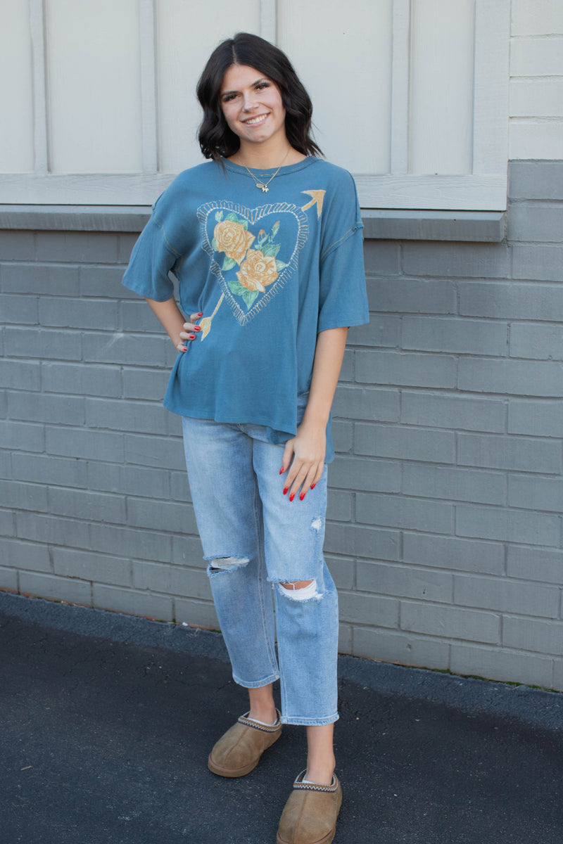 Love Rose Tee, Navy Combo | Free People