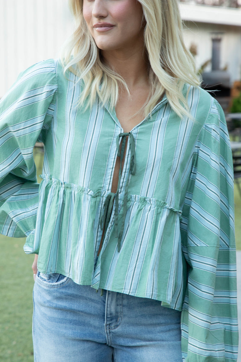 Brunch Babe Blouse, White Spruce Combo | Free People