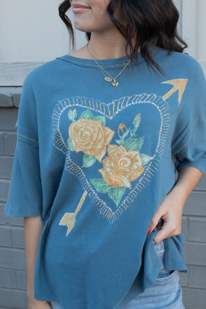 Love Rose Tee, Navy Combo | Free People