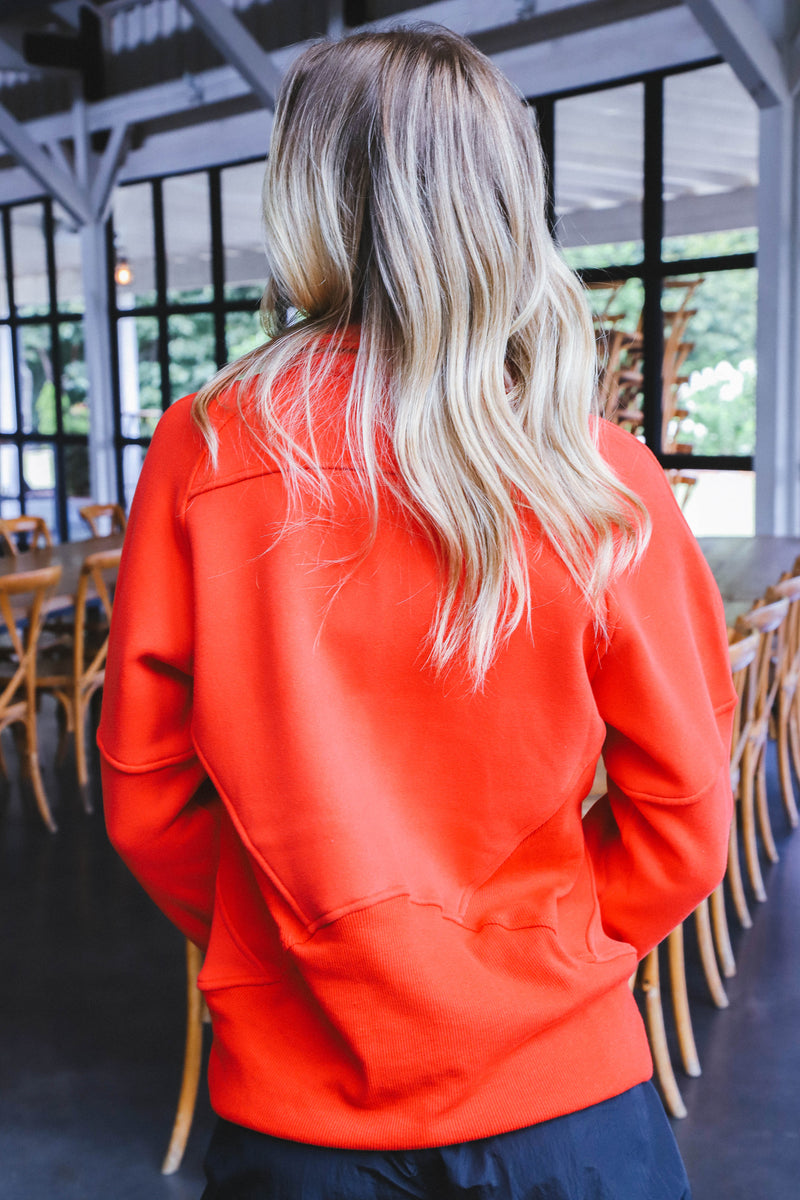 Bailee Half-Zip Sweatshirt, Tomato