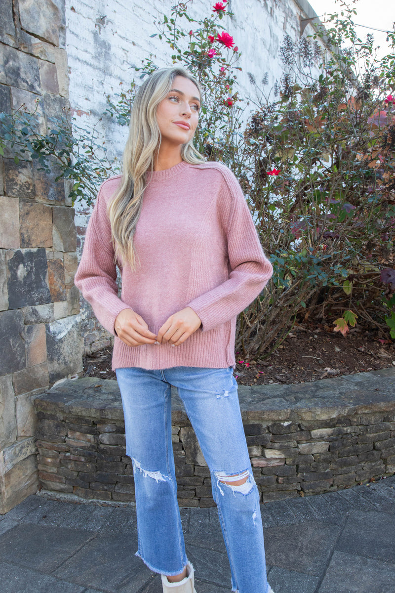 Jodie Seam Detail Sweater, Mauve