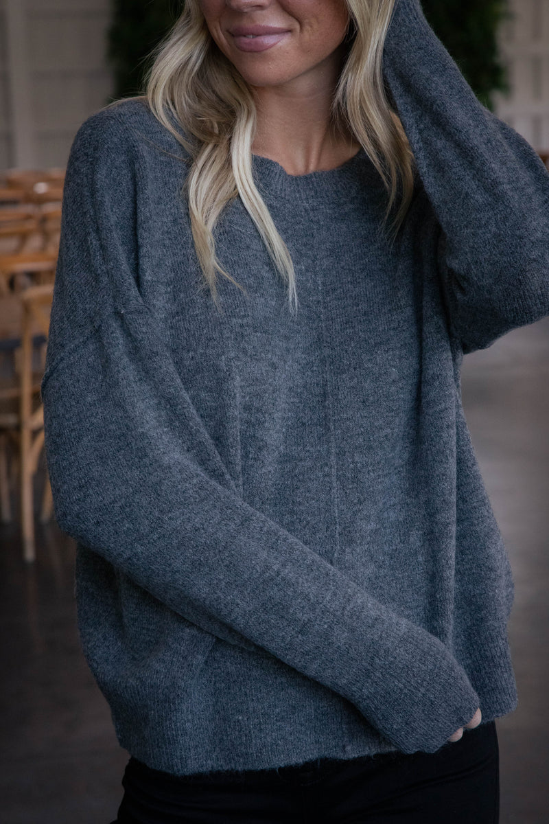 Claudia Seam Detail Sweater, Charcoal