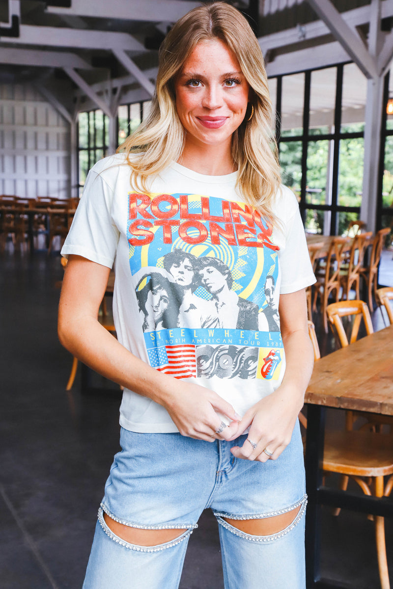 Rolling Stones Steel Wheels Ringer Tee, Stone Vintage | Daydreamer